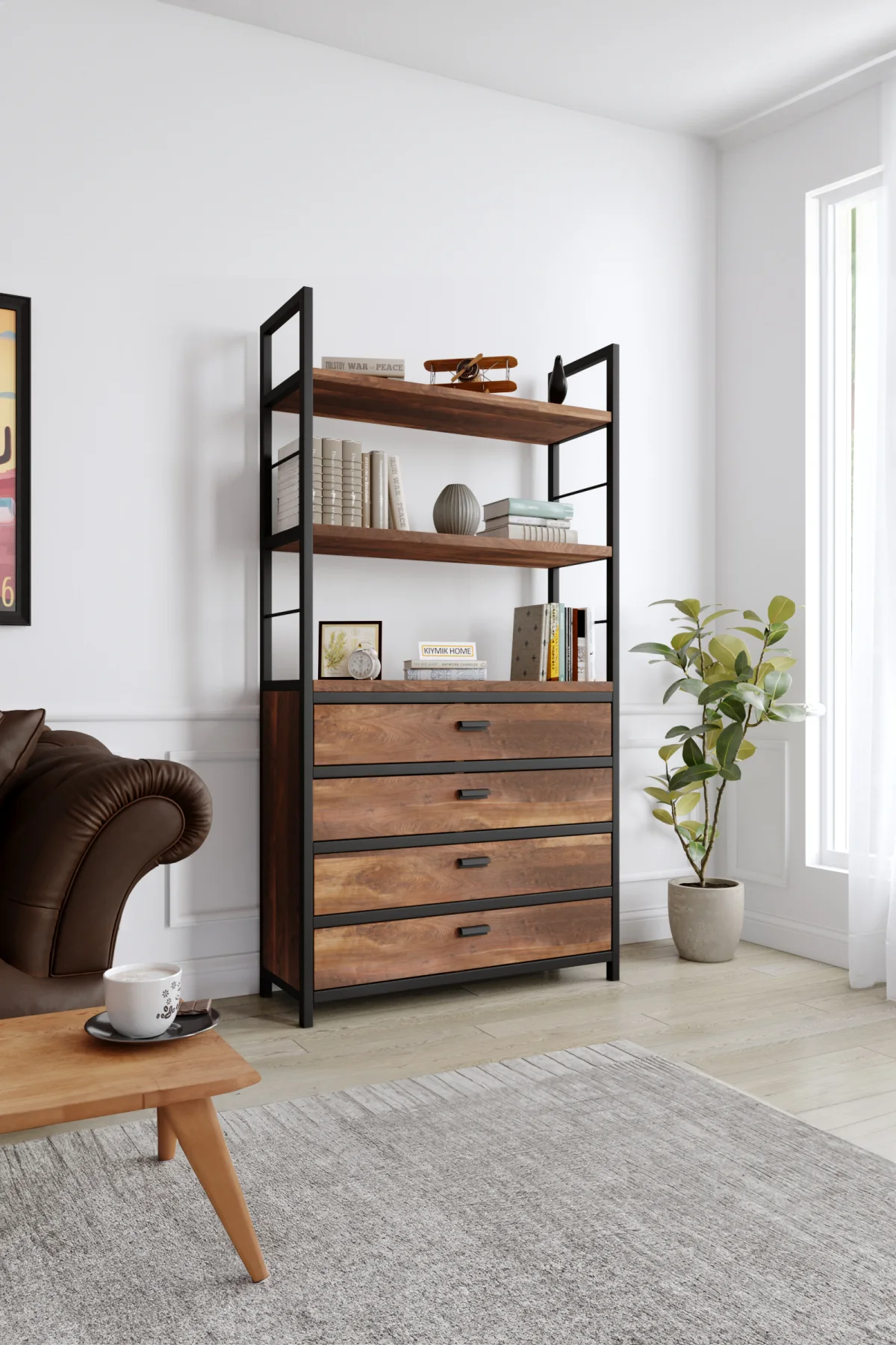 3013 Kitaplık – %100 Gerçek Ağaç, Uzun Ömürlü Kullanım, Kişiye Özel Üretim varyasyon görseli