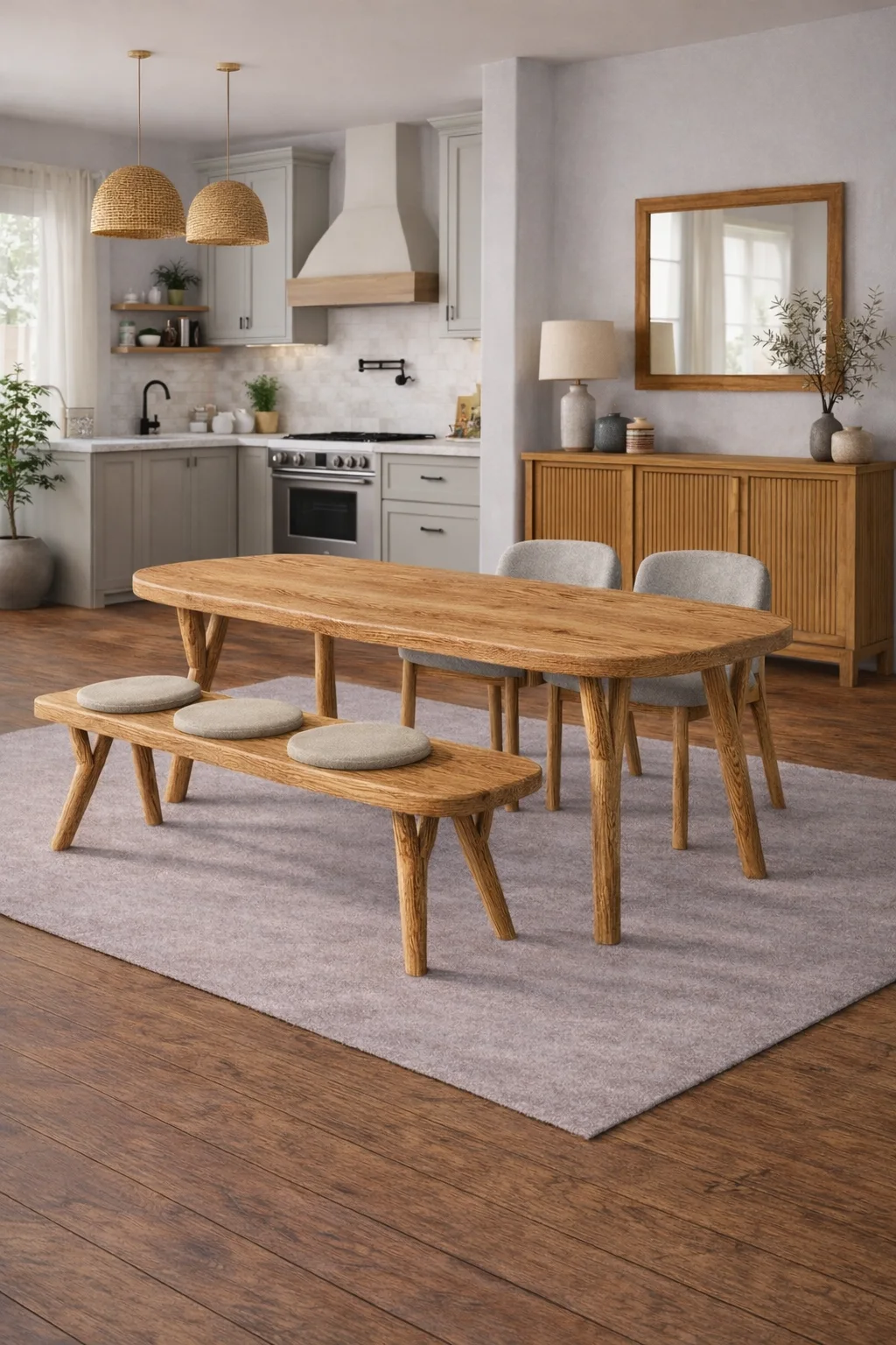 Köknar Gerçek Ağaç Yemek & Toplantı Masası – %100 Gerçek Ağaç, Uzun Ömürlü Kullanım, Kişiye Özel Üretim varyasyon görseli