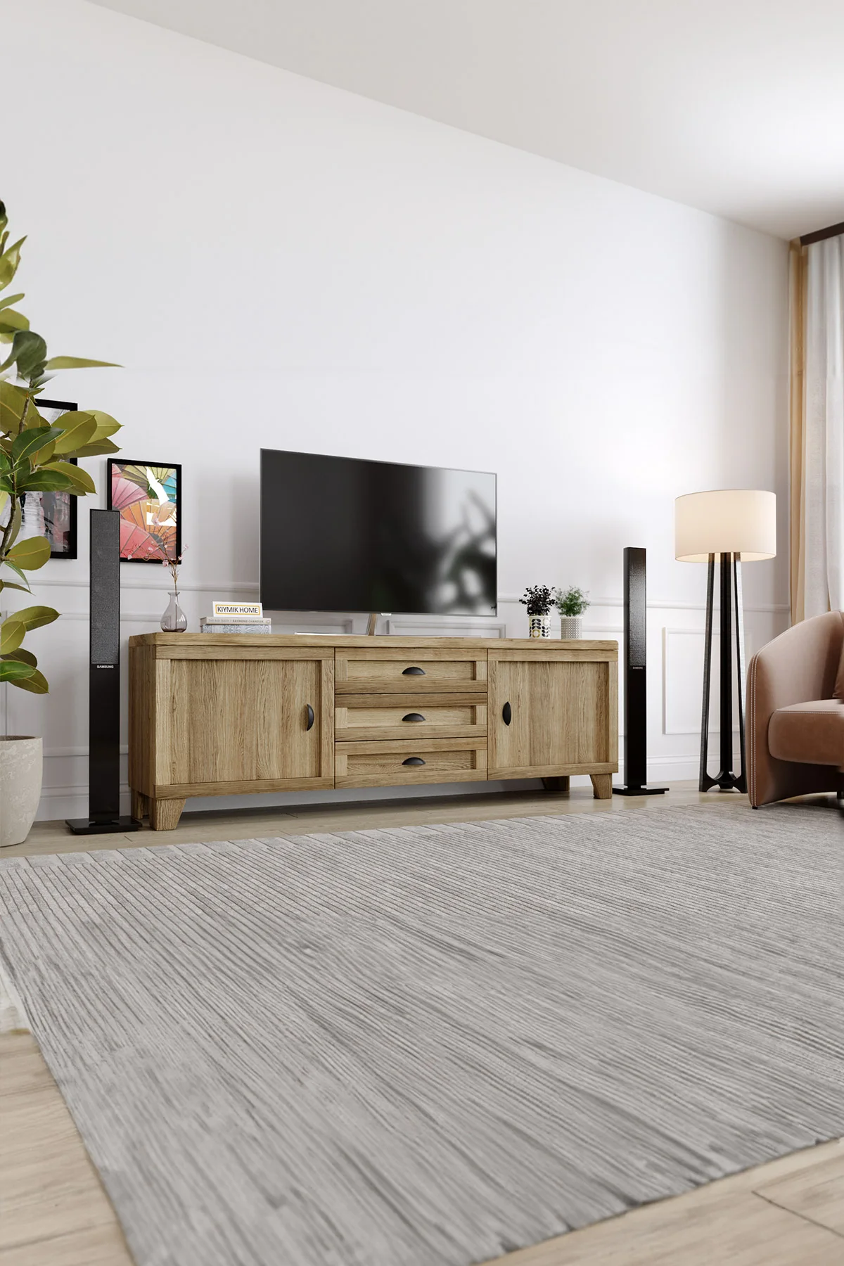 Melisa Tv Ünitesi – %100 Gerçek Ağaç, Uzun Ömürlü Kullanım, Kişiye Özel Üretim varyasyon görseli