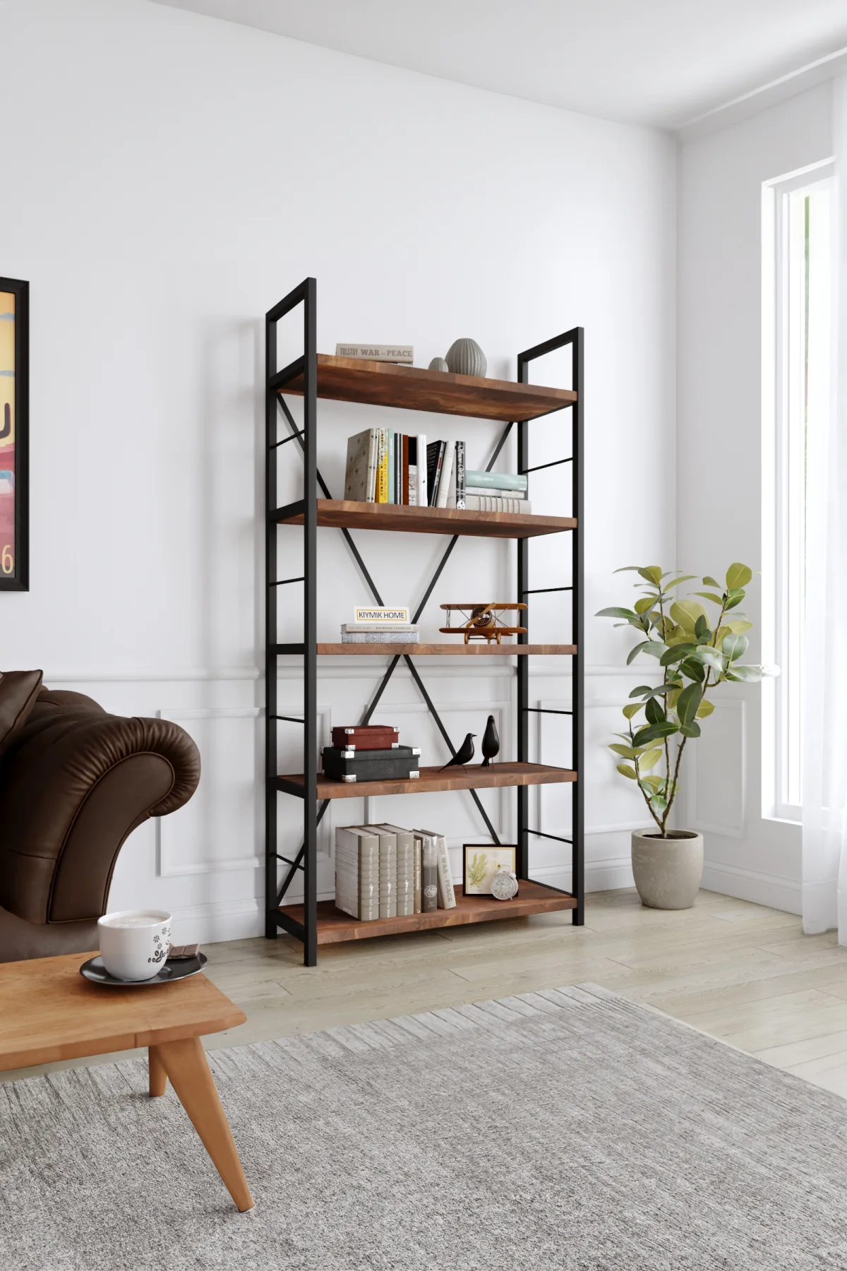 3016 Kitaplık – %100 Gerçek Ağaç, Uzun Ömürlü Kullanım, Kişiye Özel Üretim varyasyon görseli