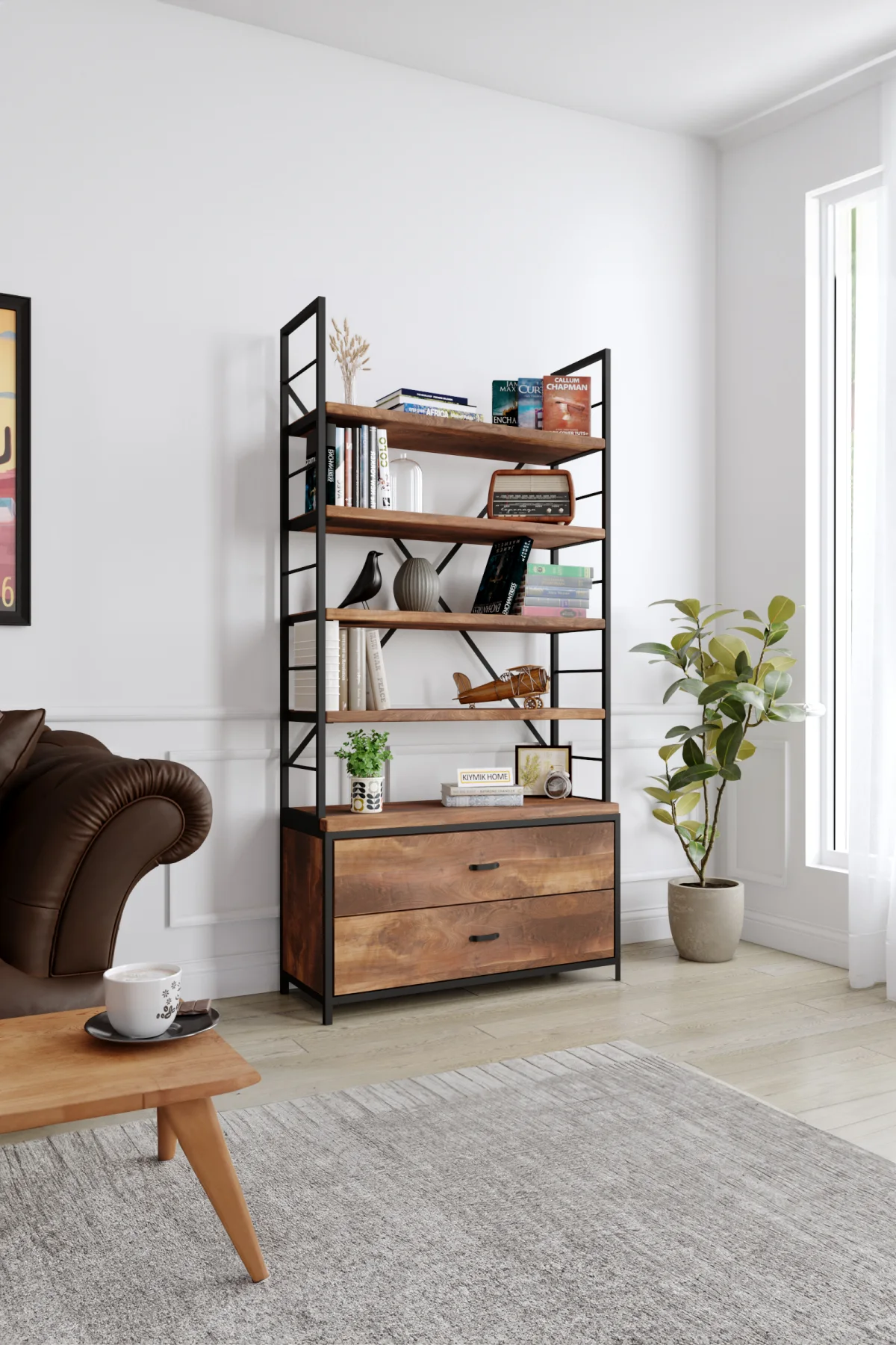 3009 Kitaplık – %100 Gerçek Ağaç, Uzun Ömürlü Kullanım, Kişiye Özel Üretim varyasyon görseli