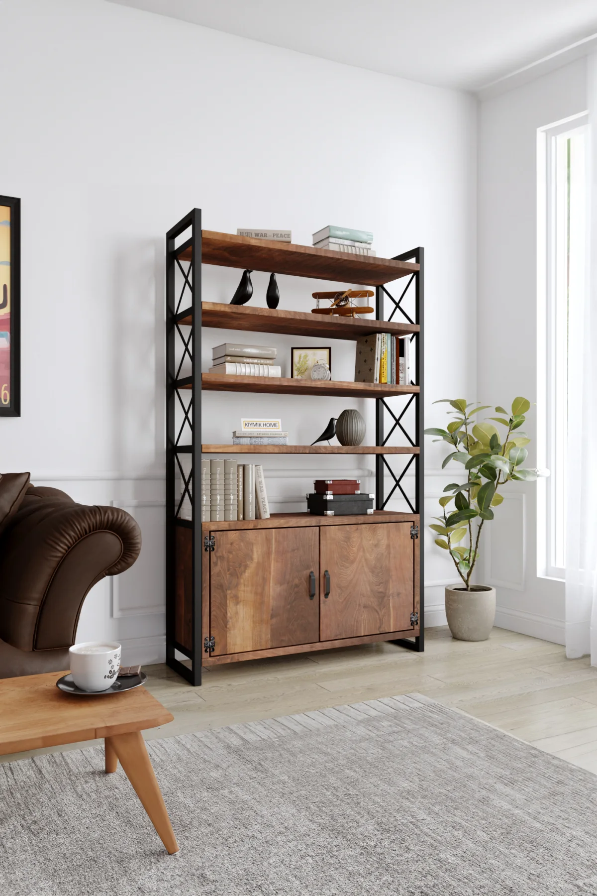 3007 Kitaplık – %100 Gerçek Ağaç, Uzun Ömürlü Kullanım, Kişiye Özel Üretim varyasyon görseli