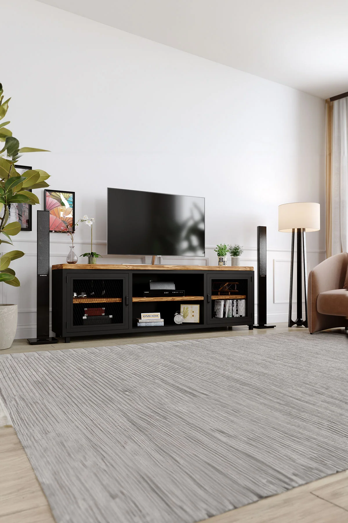 Zambak Tv Ünitesi – %100 Gerçek Ağaç, Uzun Ömürlü Kullanım, Kişiye Özel Üretim varyasyon görseli