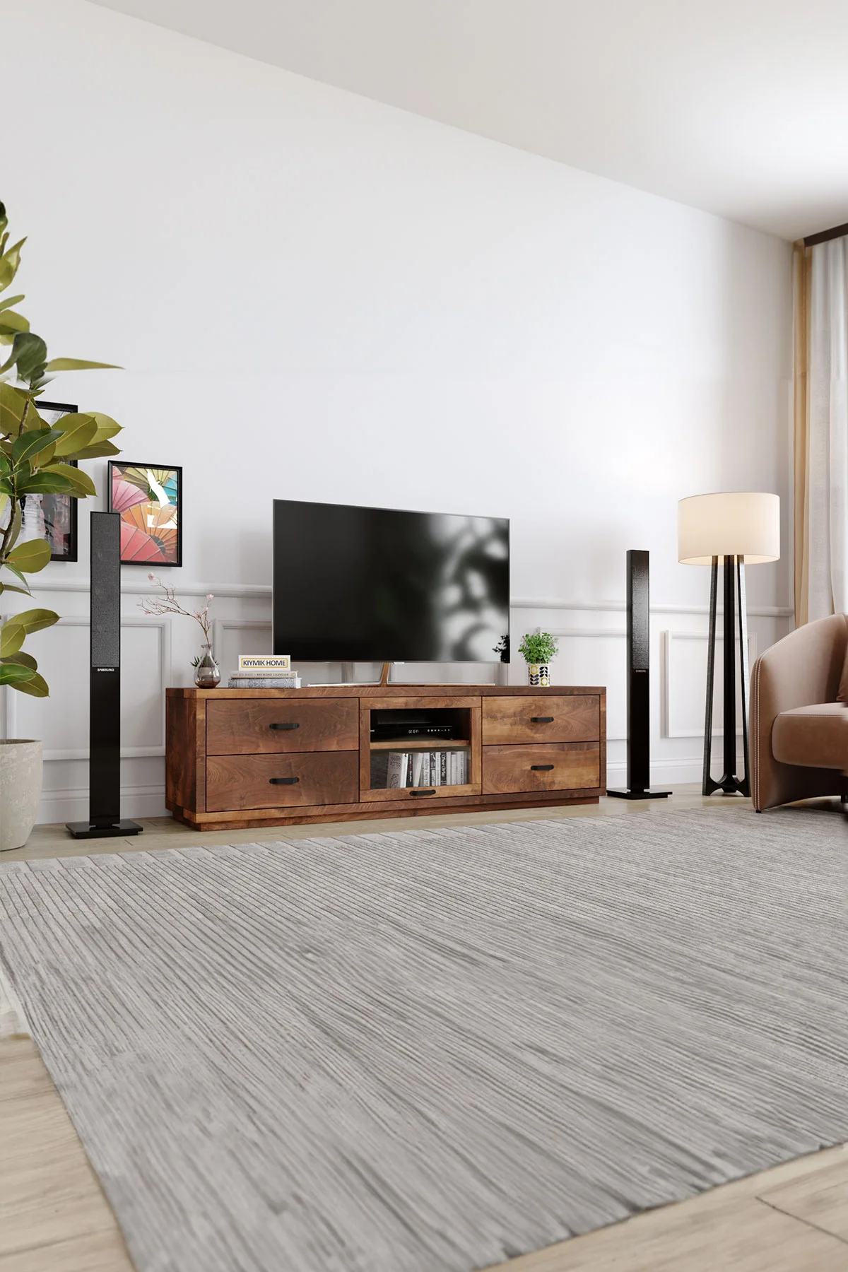 Papatya Tv Ünitesi – %100 Gerçek Ağaç, Uzun Ömürlü Kullanım, Kişiye Özel Üretim varyasyon görseli