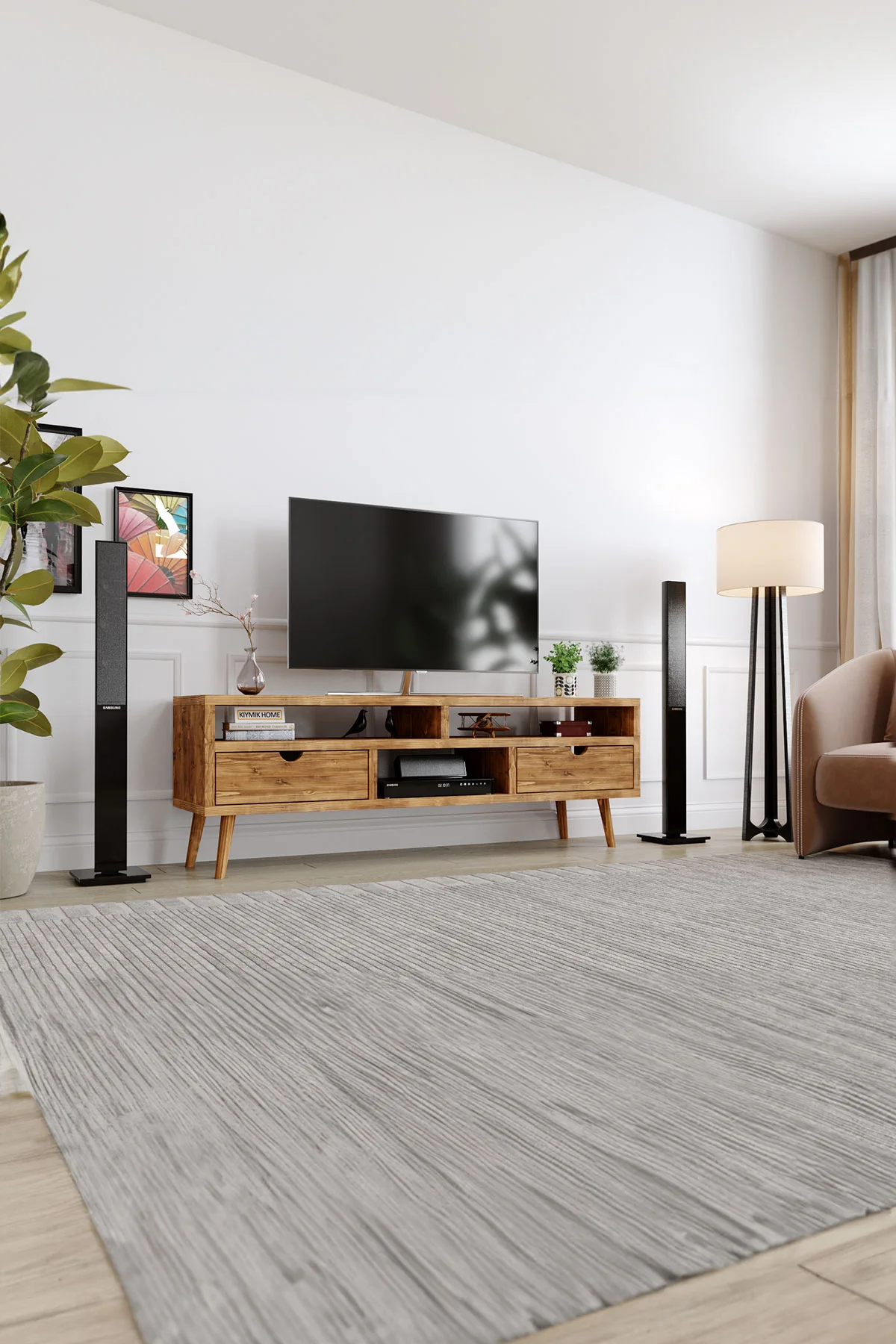 Nilüfer Tv Ünitesi – %100 Gerçek Ağaç, Uzun Ömürlü Kullanım, Kişiye Özel Üretim varyasyon görseli