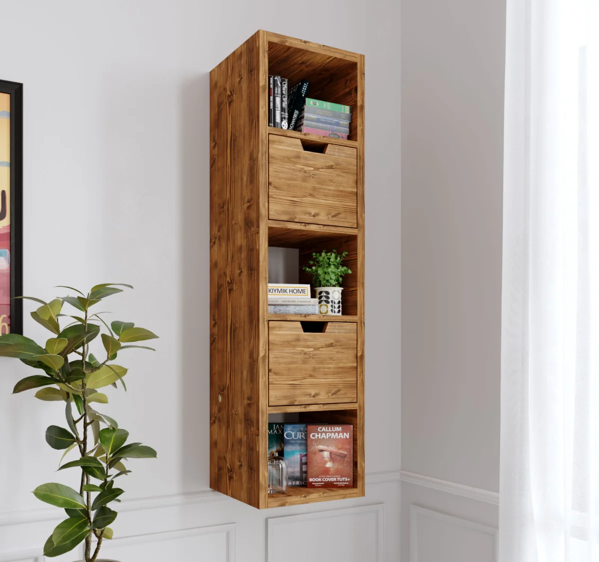 3019 Kitaplık – %100 Gerçek Ağaç, Uzun Ömürlü Kullanım, Kişiye Özel Üretim varyasyon görseli