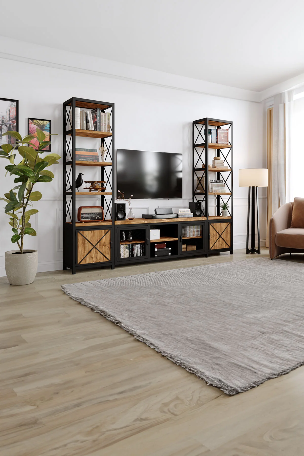 Lantana Tv Ünitesi – %100 Gerçek Ağaç, Uzun Ömürlü Kullanım, Kişiye Özel Üretim varyasyon görseli