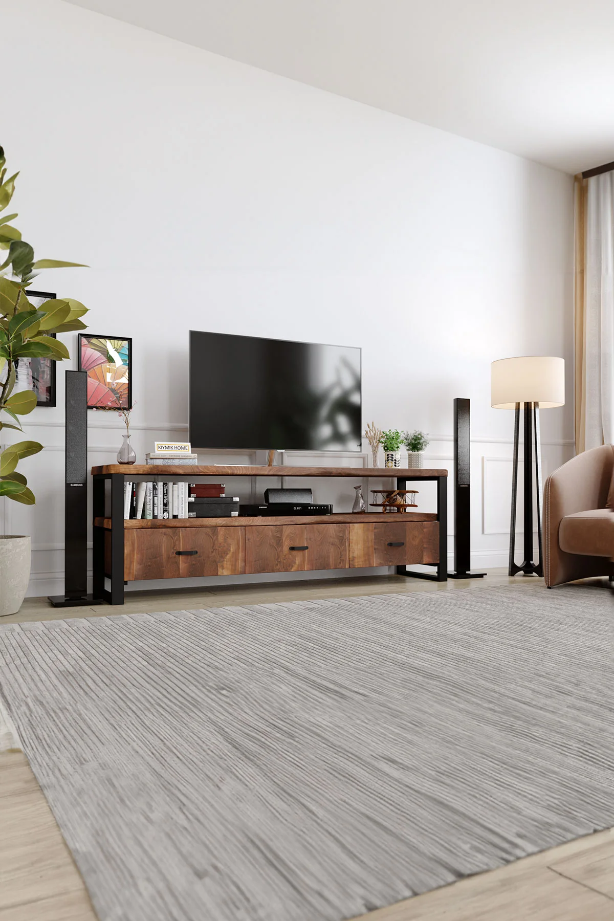 Sümbül Tv Ünitesi – %100 Gerçek Ağaç, Uzun Ömürlü Kullanım, Kişiye Özel Üretim varyasyon görseli