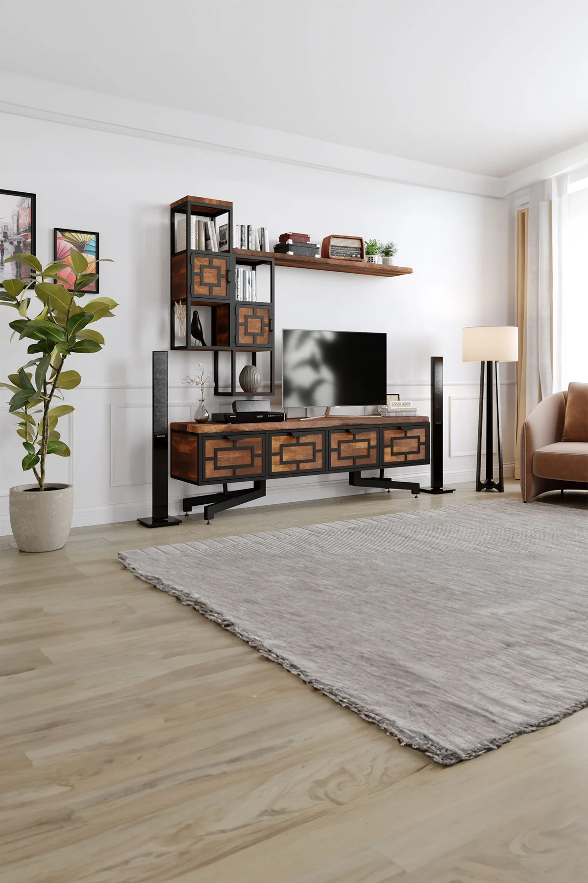 Orkide Tv Ünitesi – %100 Gerçek Ağaç, Uzun Ömürlü Kullanım, Kişiye Özel Üretim varyasyon görseli