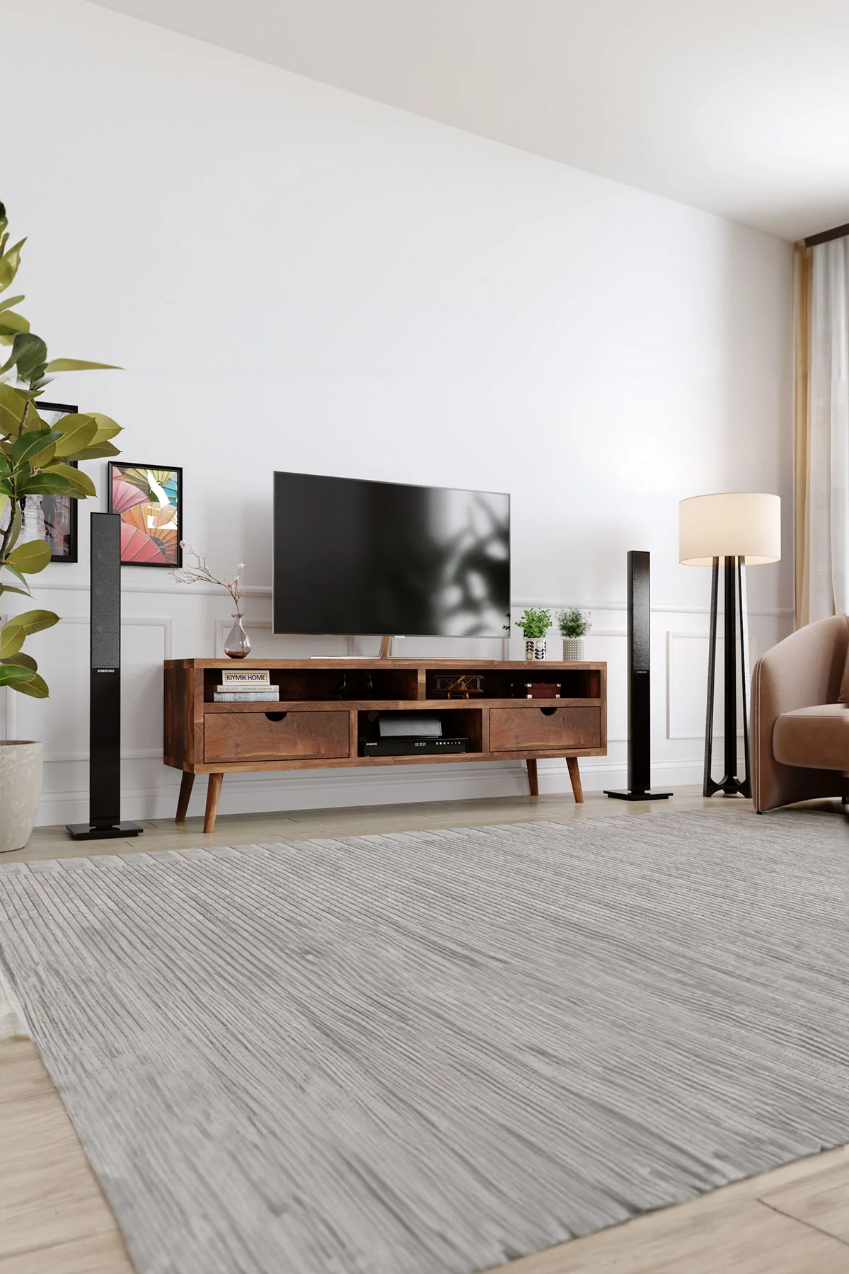 Nilüfer Tv Ünitesi – %100 Gerçek Ağaç, Uzun Ömürlü Kullanım, Kişiye Özel Üretim varyasyon görseli