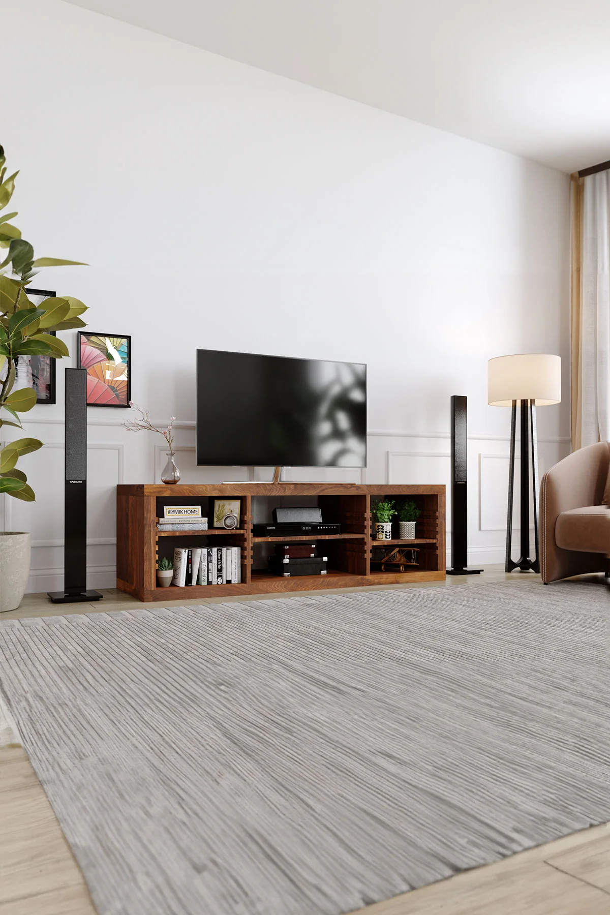 İnci Tv Ünitesi – %100 Gerçek Ağaç, Uzun Ömürlü Kullanım, Kişiye Özel Üretim varyasyon görseli