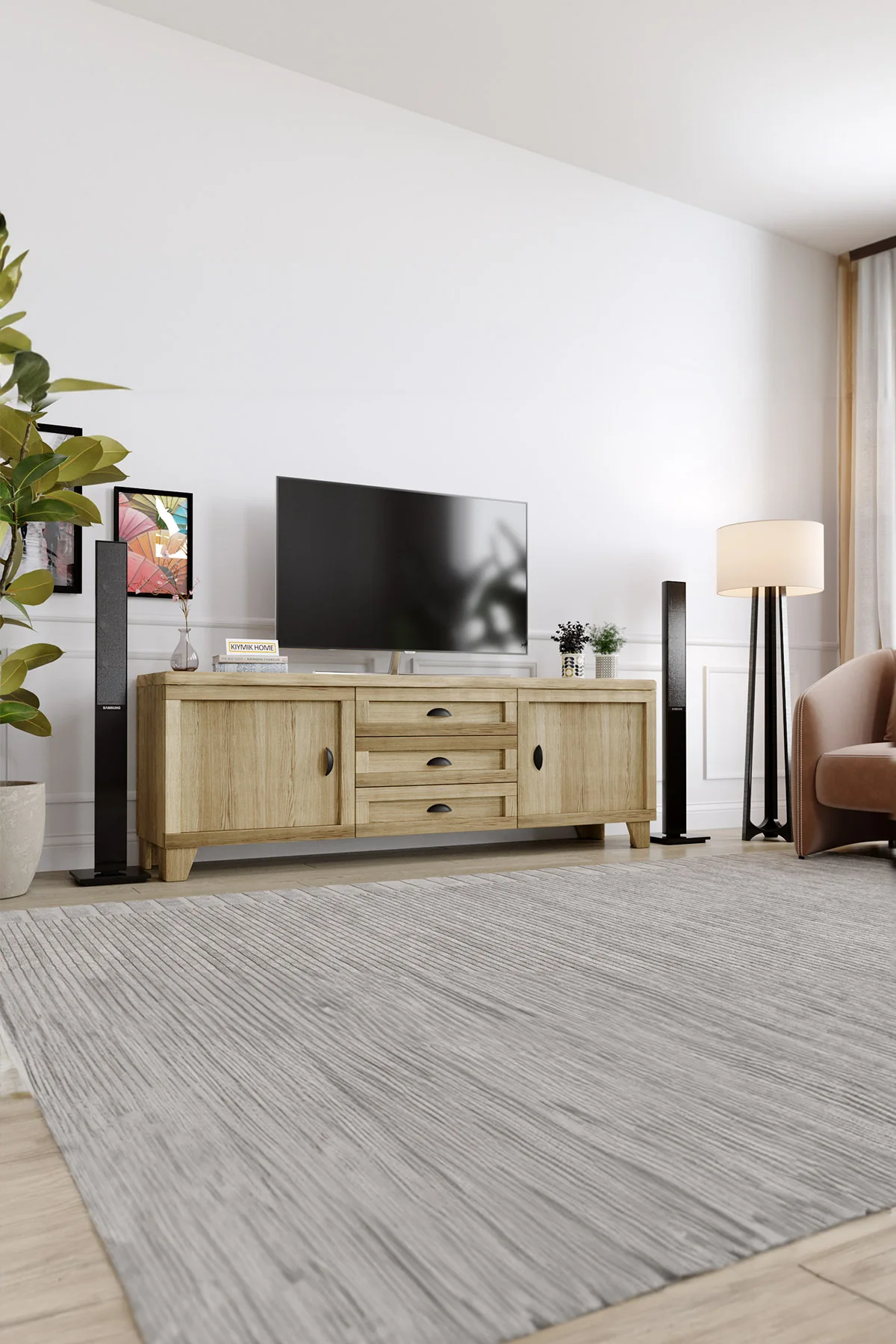 Melisa Tv Ünitesi – %100 Gerçek Ağaç, Uzun Ömürlü Kullanım, Kişiye Özel Üretim varyasyon görseli