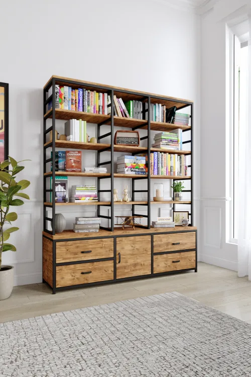 3006 Kitaplık – %100 Gerçek Ağaç, Uzun Ömürlü Kullanım, Kişiye Özel Üretim