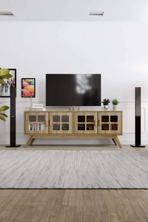 Piyan Tv Ünitesi – %100 Gerçek Ağaç, Uzun Ömürlü Kullanım, Kişiye Özel Üretim