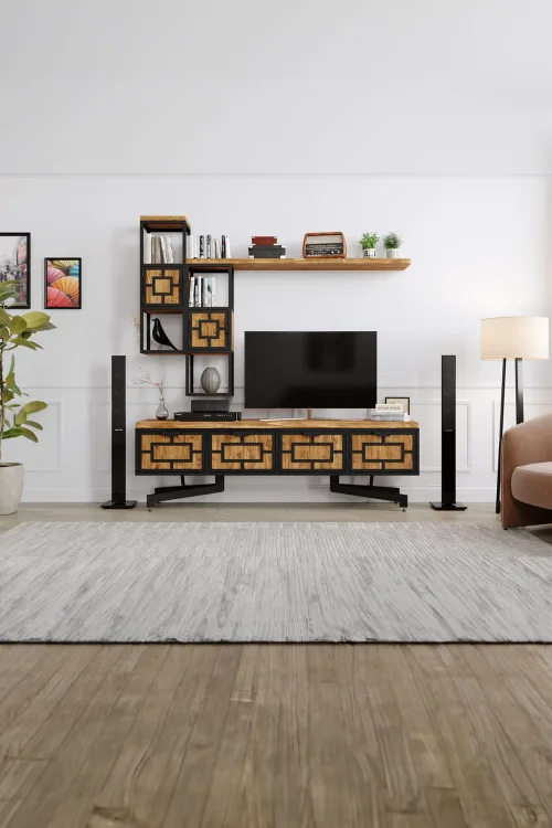 Orkide Tv Ünitesi – %100 Gerçek Ağaç, Uzun Ömürlü Kullanım, Kişiye Özel Üretim