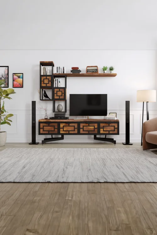 Orkide Tv Ünitesi – %100 Gerçek Ağaç, Uzun Ömürlü Kullanım, Kişiye Özel Üretim