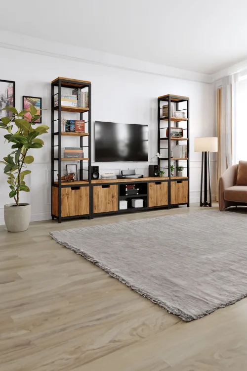 Lotus Tv Ünitesi – %100 Gerçek Ağaç, Uzun Ömürlü Kullanım, Kişiye Özel Üretim