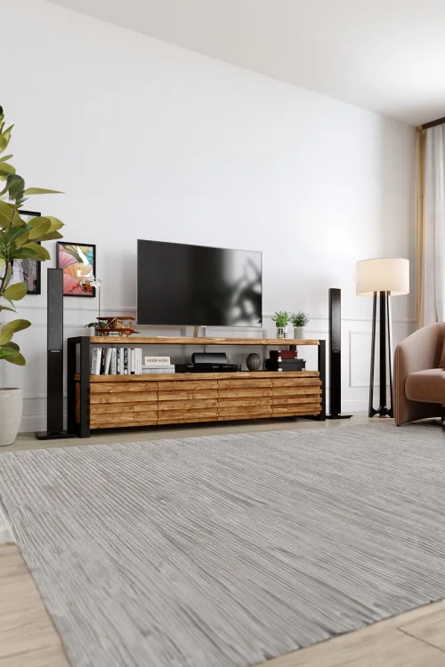 Ihlamur Tv Ünitesi – %100 Gerçek Ağaç, Uzun Ömürlü Kullanım, Kişiye Özel Üretim