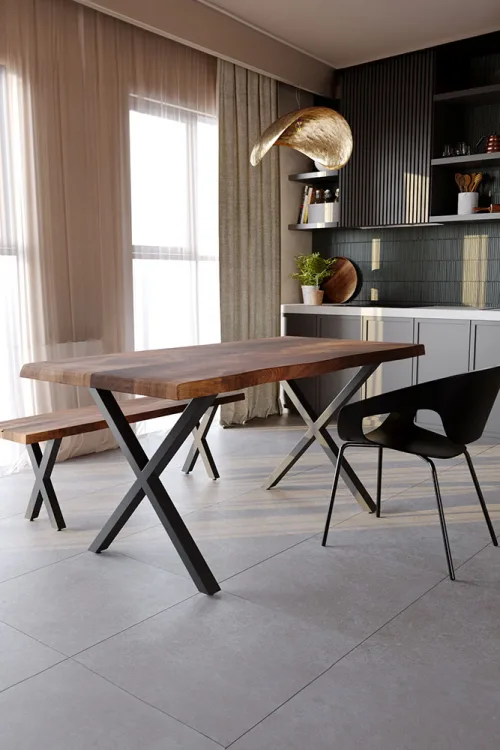 Kestane Gerçek Ağaç Yemek & Toplantı Masası – %100 Gerçek Ağaç, Uzun Ömürlü Kullanım, Kişiye Özel Üretim