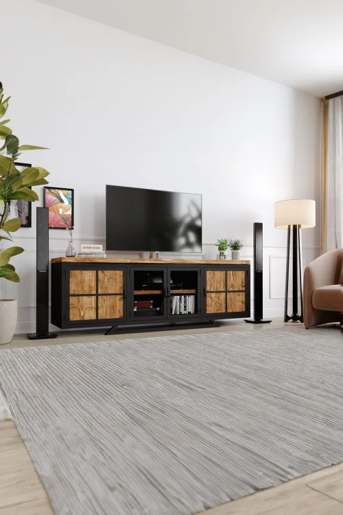 Manolya Tv Ünitesi – %100 Gerçek Ağaç, Uzun Ömürlü Kullanım, Kişiye Özel Üretim