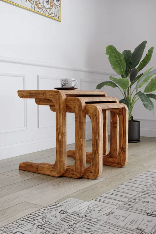 4014 Zigon Sehpa – %100 Gerçek Ağaç, Uzun Ömürlü Kullanım, Kişiye Özel Üretim