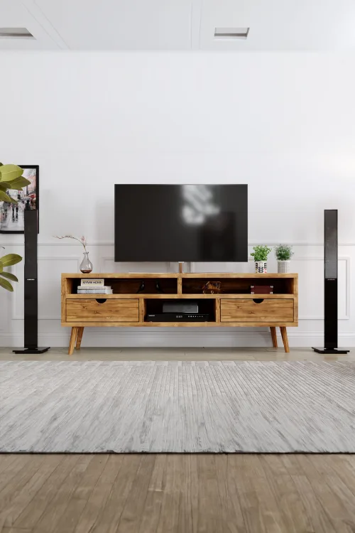 Nilüfer Tv Ünitesi – %100 Gerçek Ağaç, Uzun Ömürlü Kullanım, Kişiye Özel Üretim