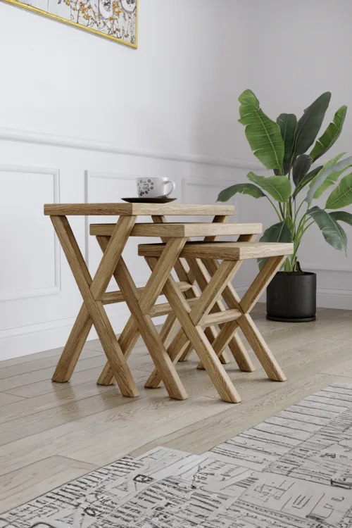 4013 Zigon Sehpa – %100 Gerçek Ağaç, Uzun Ömürlü Kullanım, Kişiye Özel Üretim