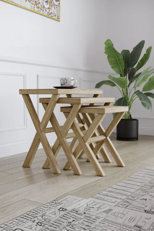 4013 Zigon Sehpa – %100 Gerçek Ağaç, Uzun Ömürlü Kullanım, Kişiye Özel Üretim