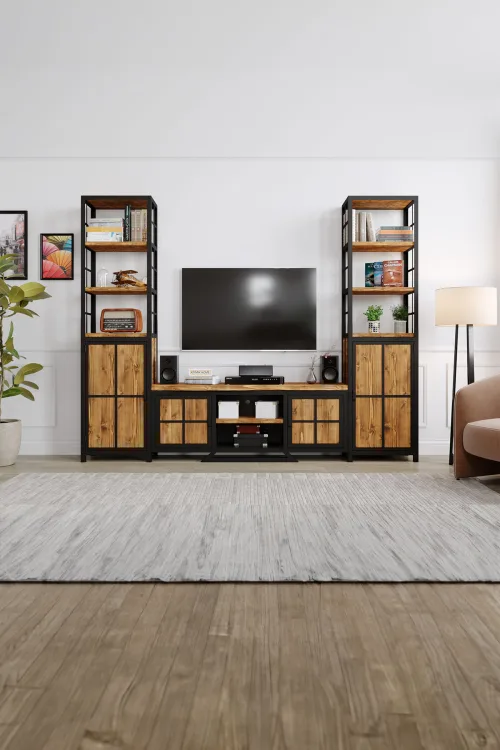 Aster Tv Ünitesi – %100 Gerçek Ağaç, Uzun Ömürlü Kullanım, Kişiye Özel Üretim