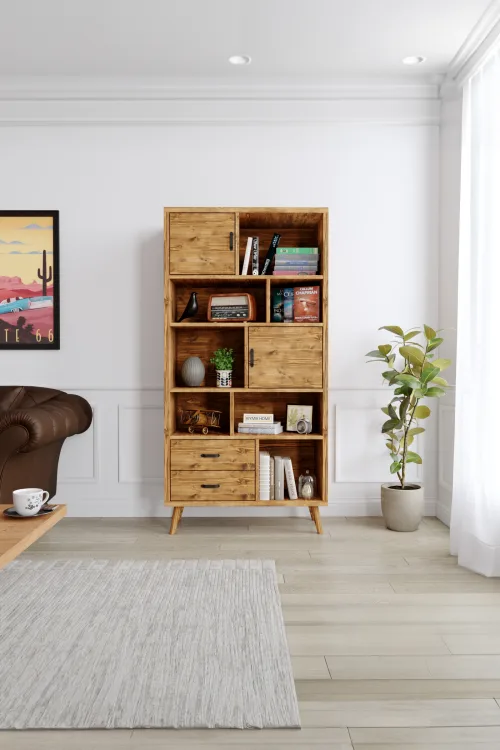 3018 Kitaplık – %100 Gerçek Ağaç, Uzun Ömürlü Kullanım, Kişiye Özel Üretim