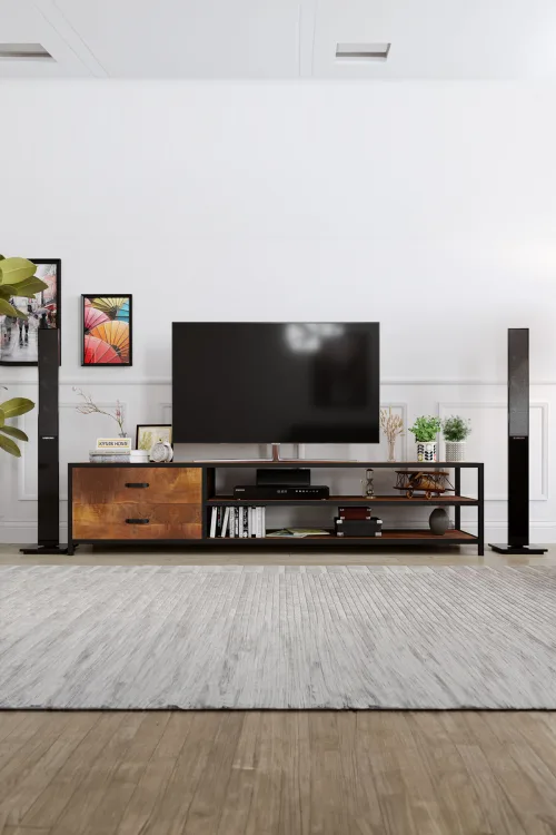 Fulya Tv Ünitesi – %100 Gerçek Ağaç, Uzun Ömürlü Kullanım, Kişiye Özel Üretim