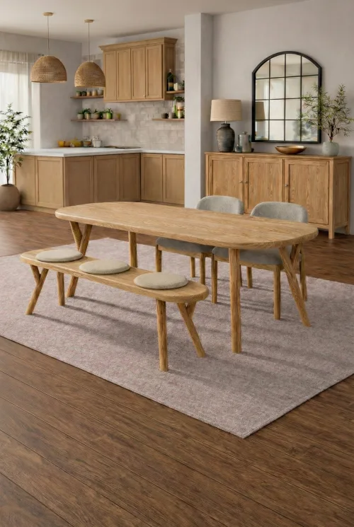 Kestane Gerçek Ağaç Yemek & Toplantı Masası – %100 Gerçek Ağaç, Uzun Ömürlü Kullanım, Kişiye Özel Üretim