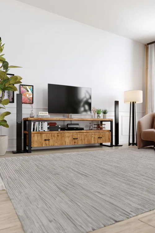 Sümbül Tv Ünitesi – %100 Gerçek Ağaç, Uzun Ömürlü Kullanım, Kişiye Özel Üretim