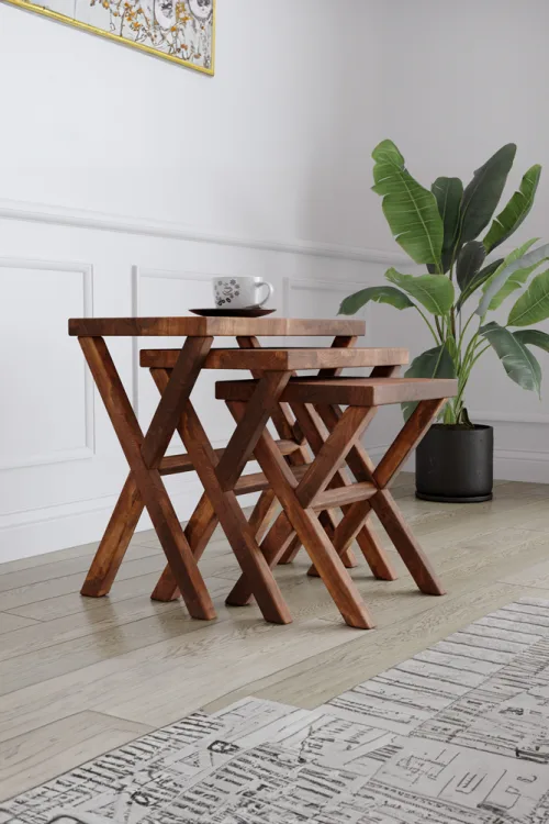 4013 Zigon Sehpa – %100 Gerçek Ağaç, Uzun Ömürlü Kullanım, Kişiye Özel Üretim