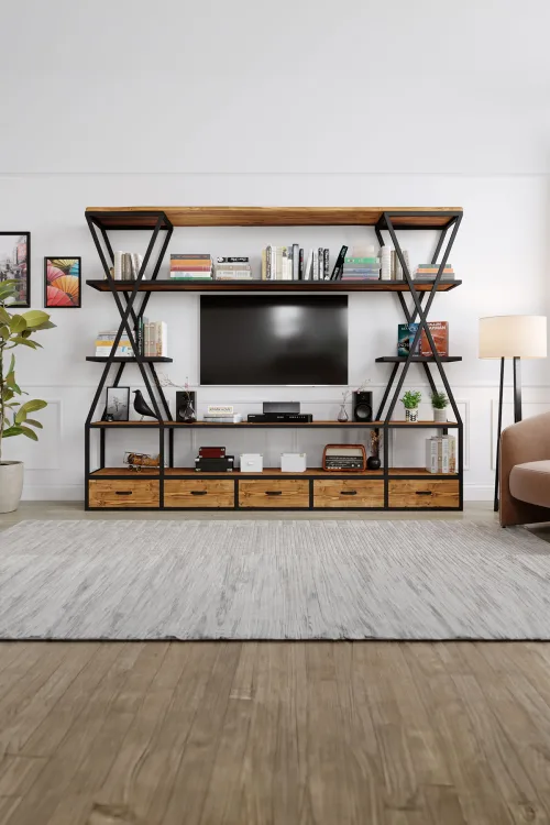 Çiğdem v2 Tv Ünitesi – %100 Gerçek Ağaç, Uzun Ömürlü Kullanım, Kişiye Özel Üretim