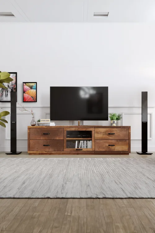 Papatya Tv Ünitesi – %100 Gerçek Ağaç, Uzun Ömürlü Kullanım, Kişiye Özel Üretim