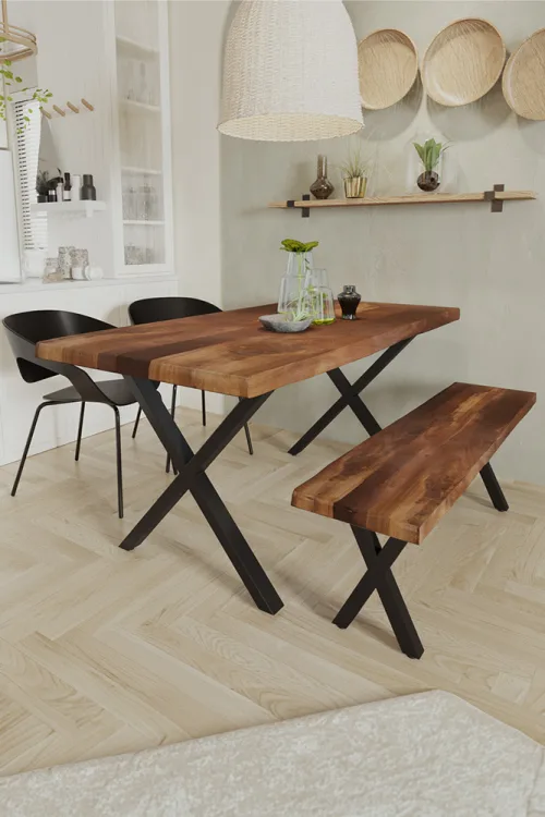 Kestane Gerçek Ağaç Yemek & Toplantı Masası – %100 Gerçek Ağaç, Uzun Ömürlü Kullanım, Kişiye Özel Üretim